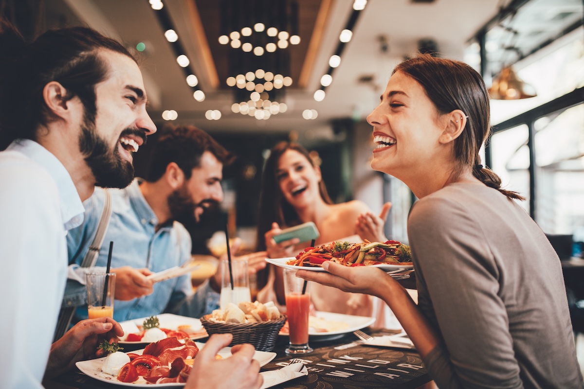 friends in a restaurant